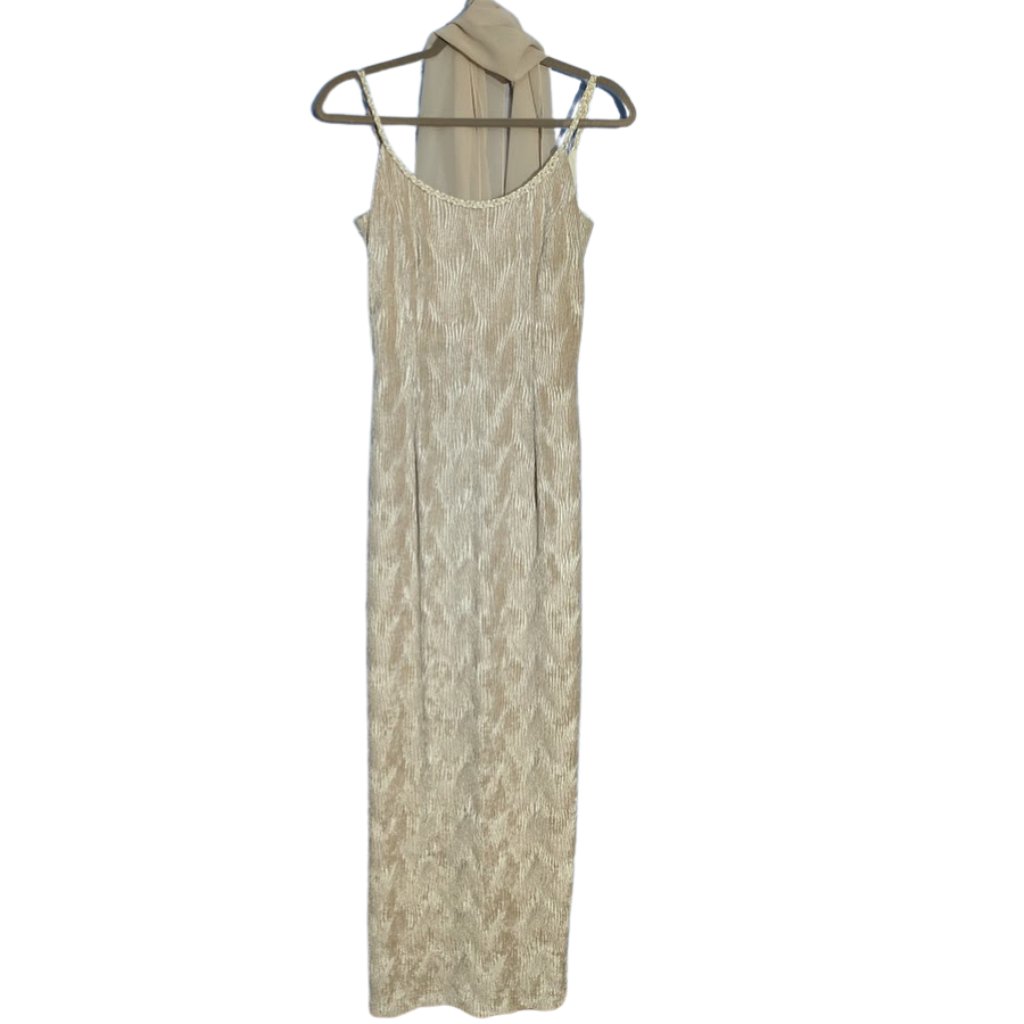 Scott Mcclintock Velvet Gown W/ Braided Trim And Scarf
